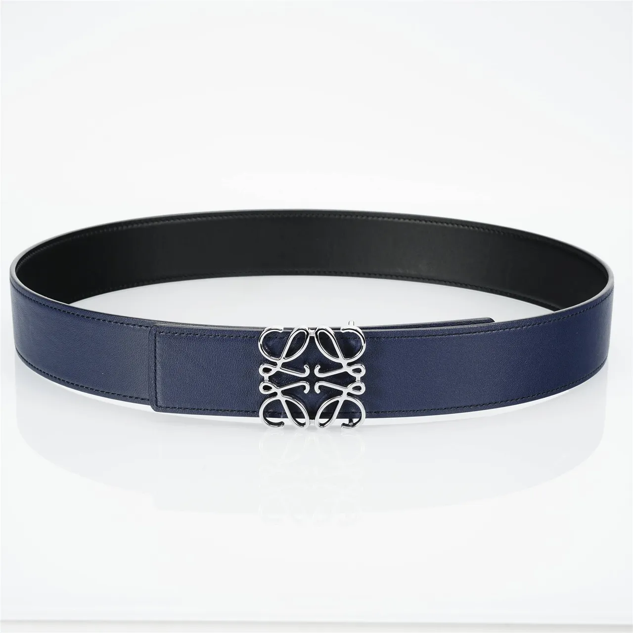 Loewe Anagram Navy Leather Belt 9