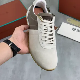 Loewe Beige Brown Suede-and-Leather Panelled Low-Top Lifestyle Sneakers