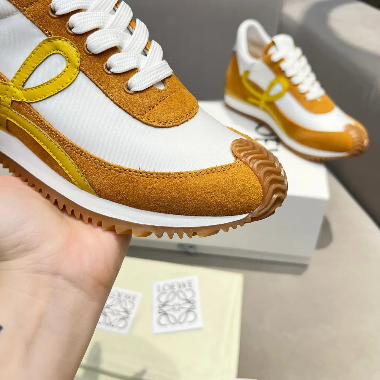 Loewe Flow Runner Mustard and White Lifestyle Sneakers 4