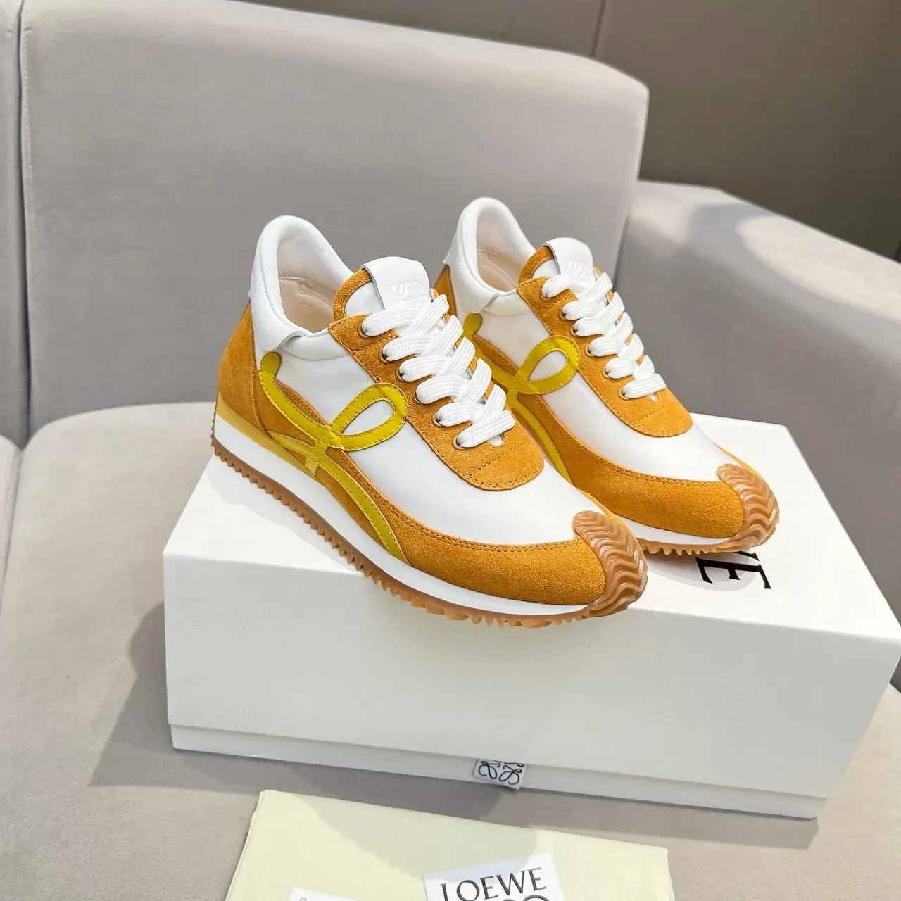 Loewe Flow Runner Mustard and White Lifestyle Sneakers 5