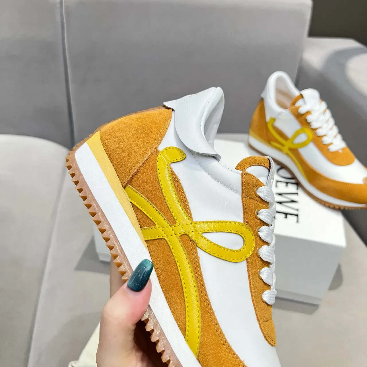 Loewe Flow Runner Mustard and White Lifestyle Sneakers 7