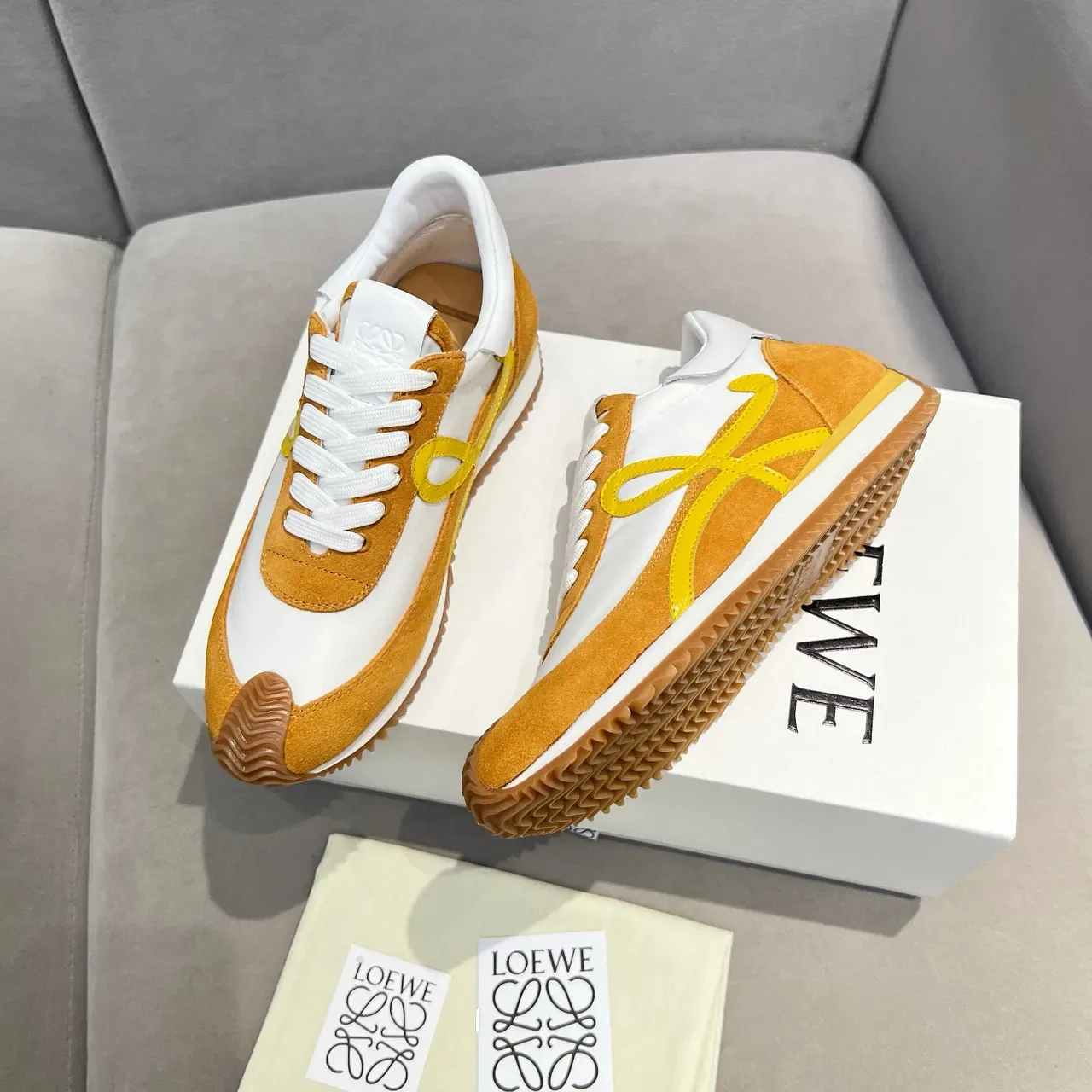 Loewe Flow Runner Mustard and White Lifestyle Sneakers 8