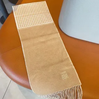 Loewe Houndstooth and Beige Cashmere Scarf
