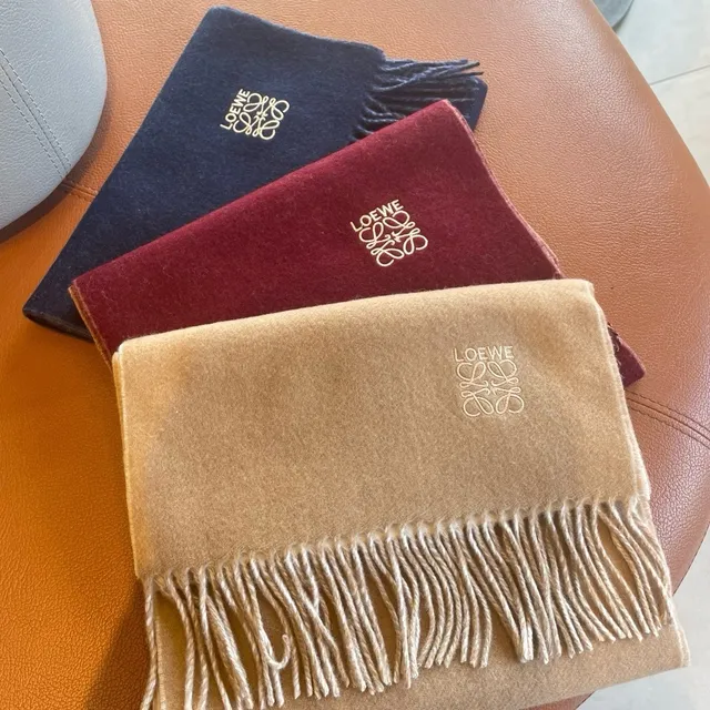 Loewe Houndstooth and Beige Cashmere Scarf 3