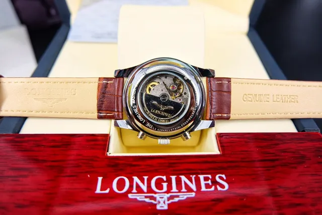 Longines Master Collection Chronograph Brown White Round Stainless Steel Case Guilloché Dial Mechanical Watch 2
