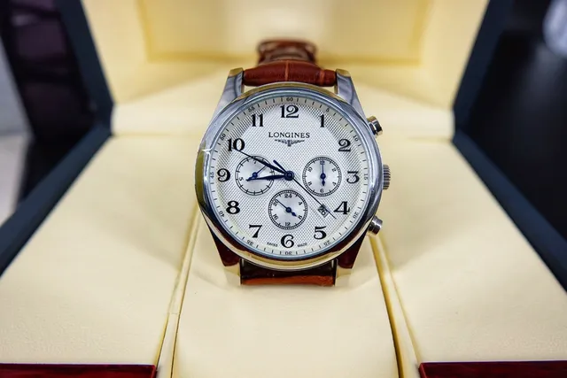 Longines Master Collection Chronograph Brown White Round Stainless Steel Case Guilloché Dial Mechanical Watch 8