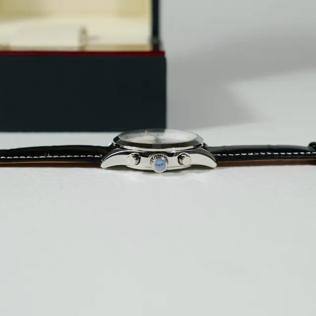 Longines Master Collection Chronograph White Dial Black Alligator Strap Mechanical Watch 4