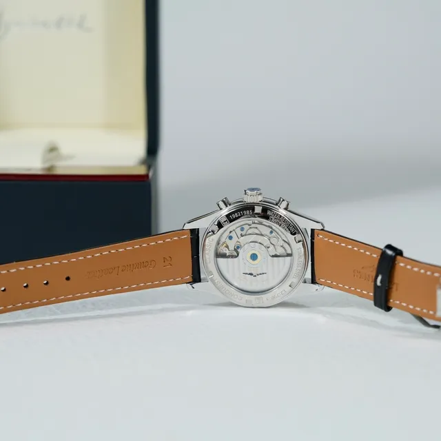 Longines Master Collection Chronograph White Dial Black Alligator Strap Mechanical Watch 5