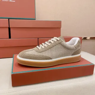 Loro Piana Beige Suede Mesh Lifestyle Sneaker