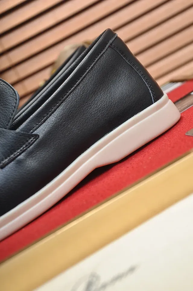 Loro Piana Black White Leather Tassel Strap Loafer 2