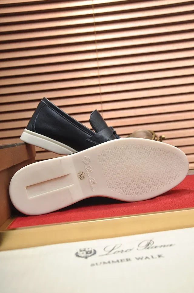 Loro Piana Black White Leather Tassel Strap Loafer 4