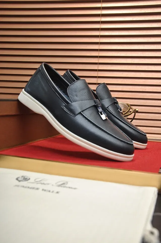 Loro Piana Black White Leather Tassel Strap Loafer 5