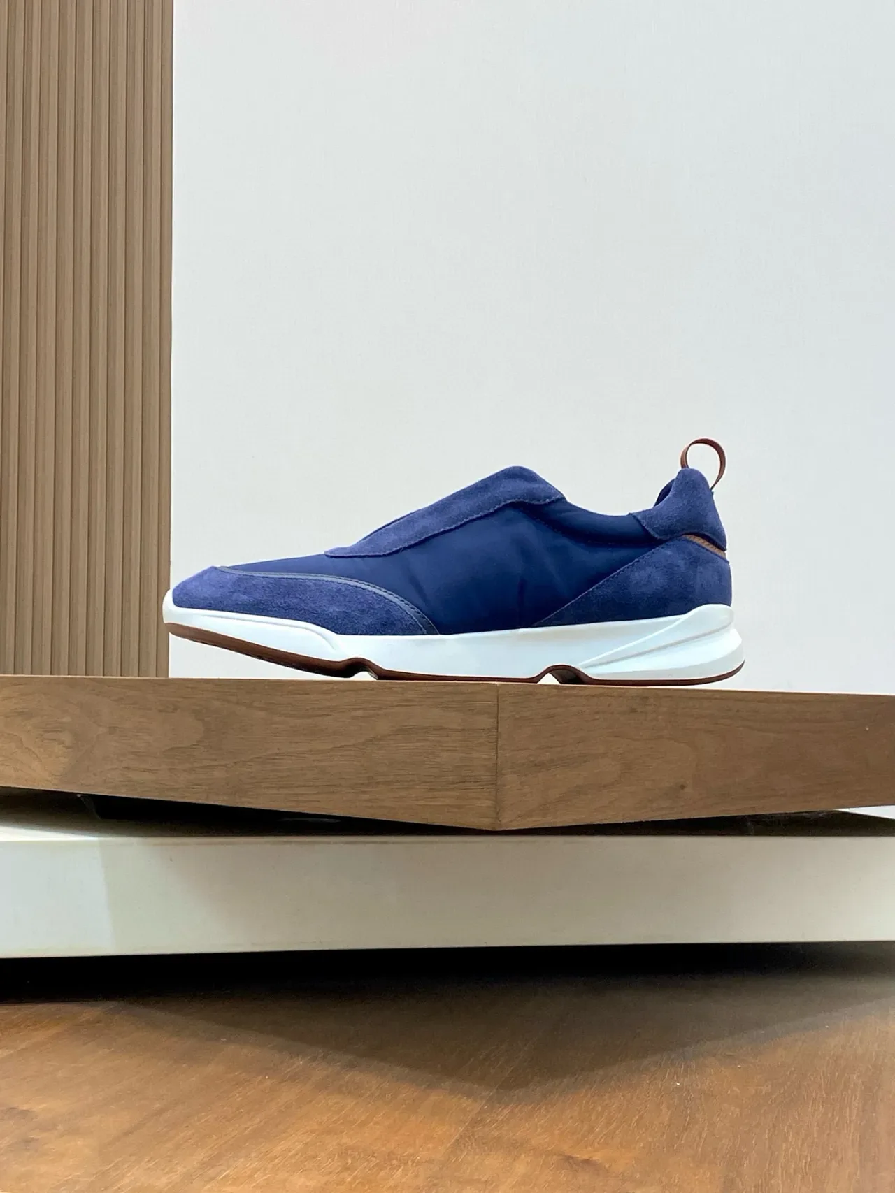 Loro Piana Sneakers lifestyle en daim bleu et nylon sans lacets slip-on 3