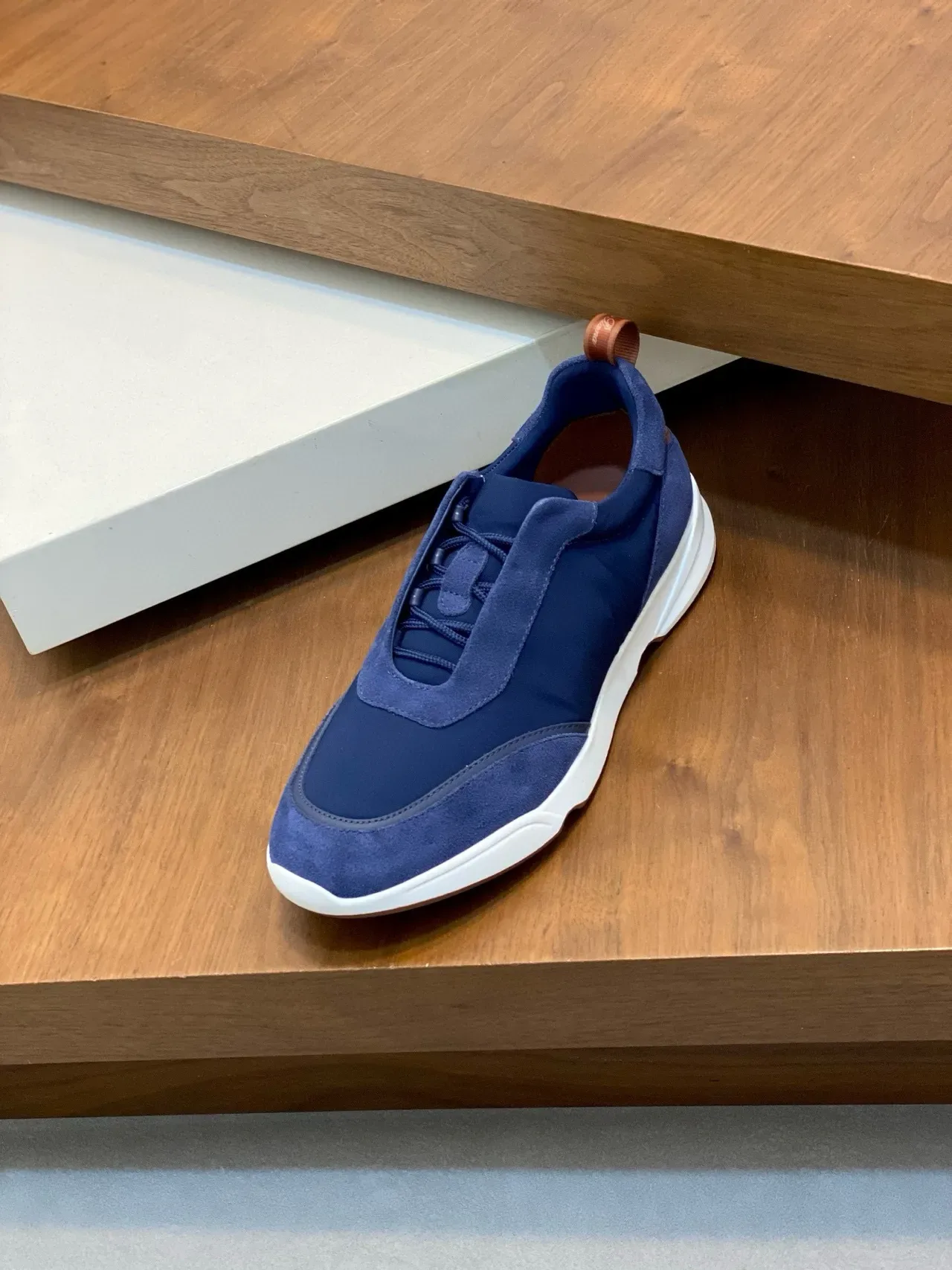 Loro Piana Sneakers lifestyle en daim bleu et nylon sans lacets slip-on 6