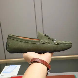 Loro Piana Olive Green Suede Bit Loafer