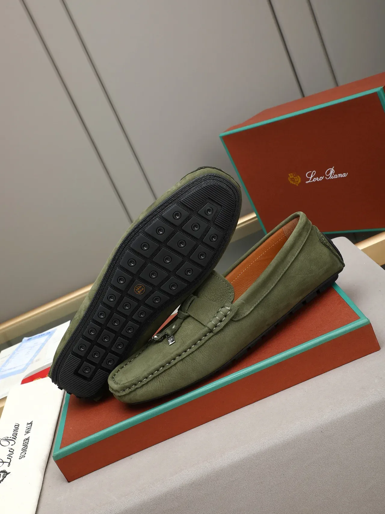 Loro Piana Olive Green Suede Bit Loafer 4