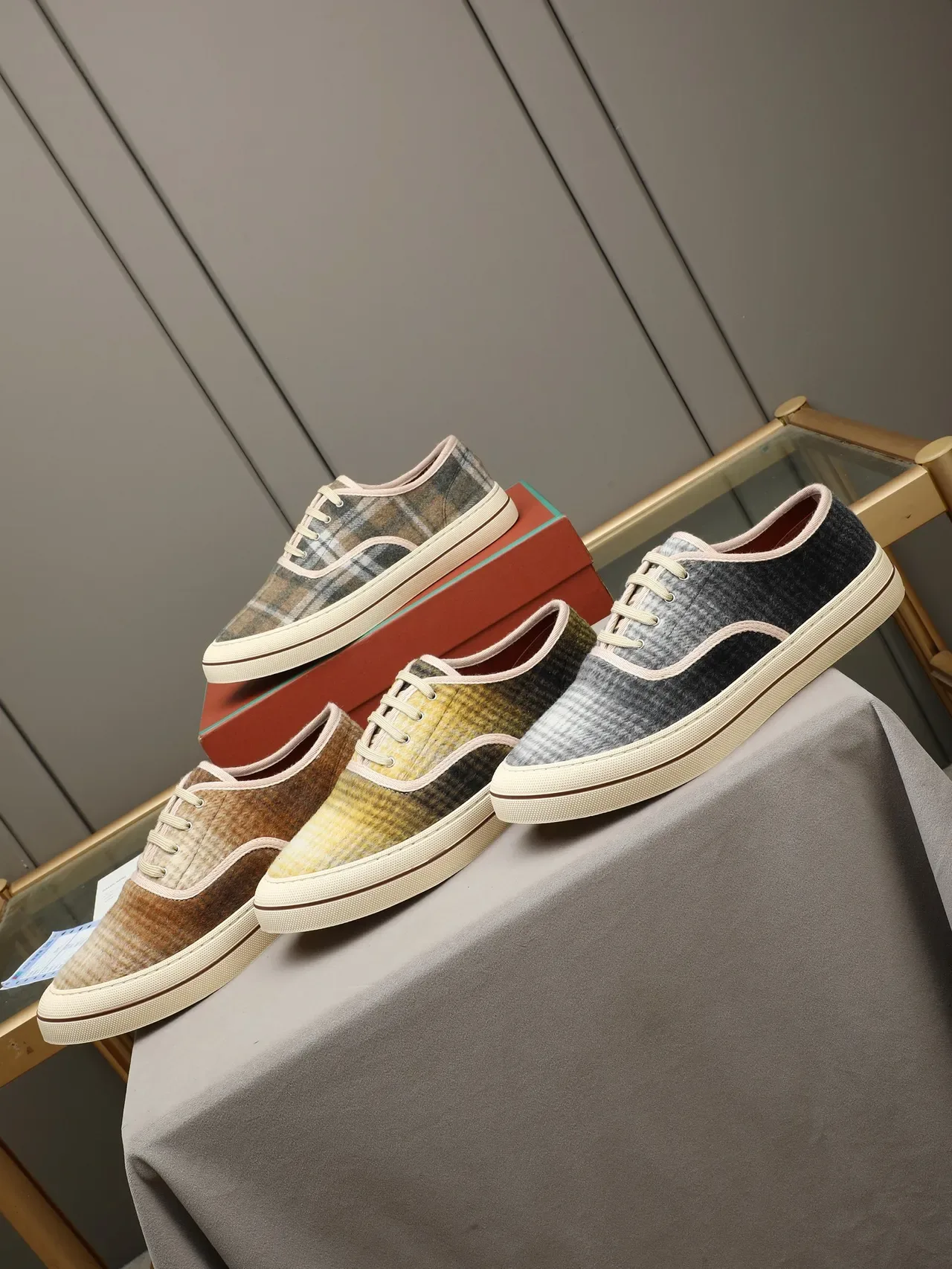 Loro Piana Plaid Wool Low-Top Sneaker 2