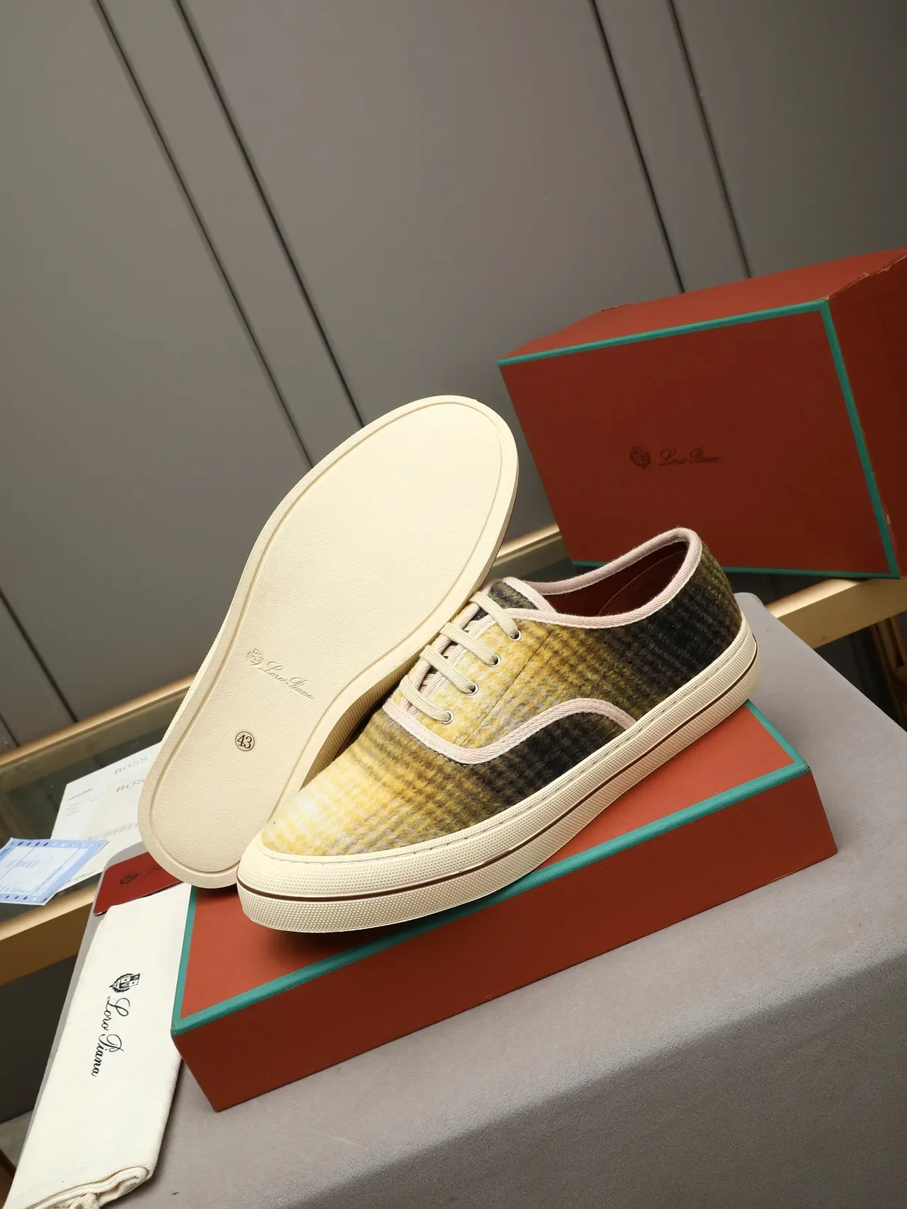 Loro Piana Plaid Wool Low-Top Sneaker 5