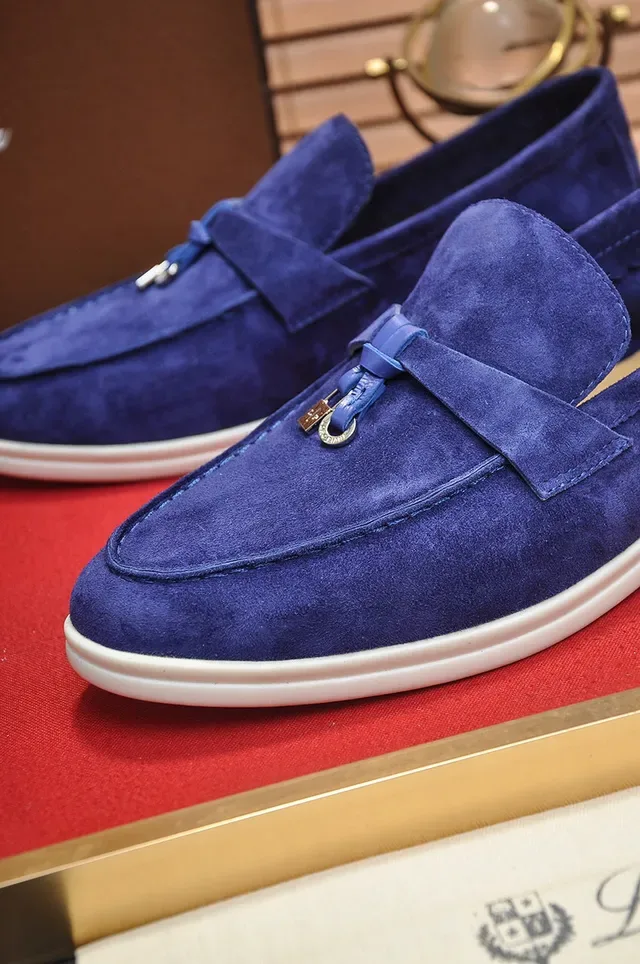Loro Piana Summer Walk Mocassins de Camurça Azul 4