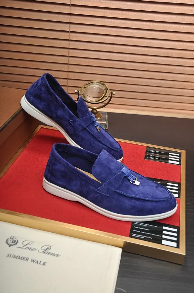 Loro Piana Summer Walk Mocassins de Camurça Azul 5