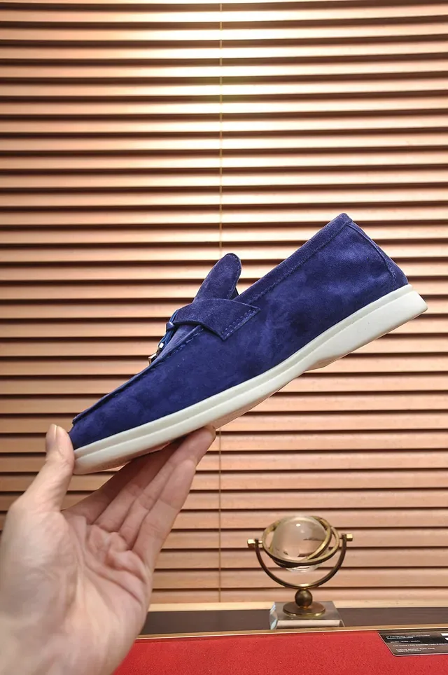 Loro Piana Summer Walk Mocassins de Camurça Azul 6