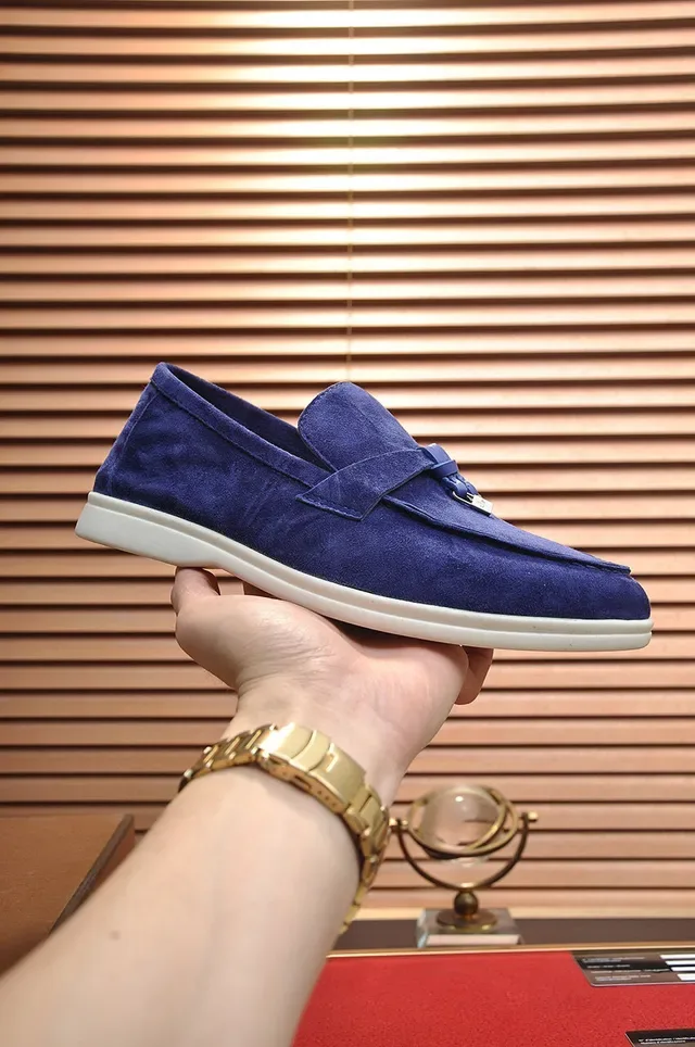 Loro Piana Summer Walk Mocassins de Camurça Azul 7