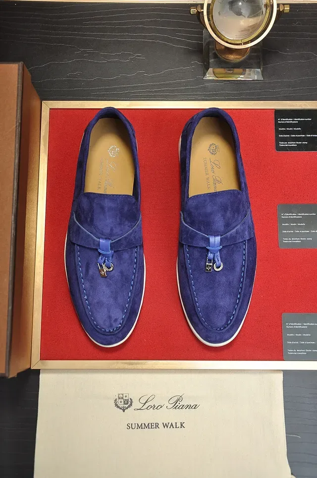 Loro Piana Summer Walk Mocassins de Camurça Azul 9