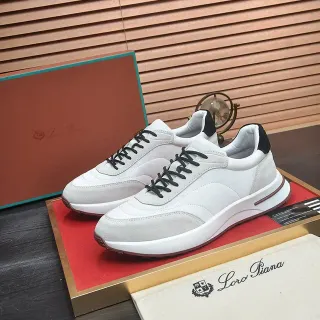 Loro Piana White and Beige Lifestyle Sneakers