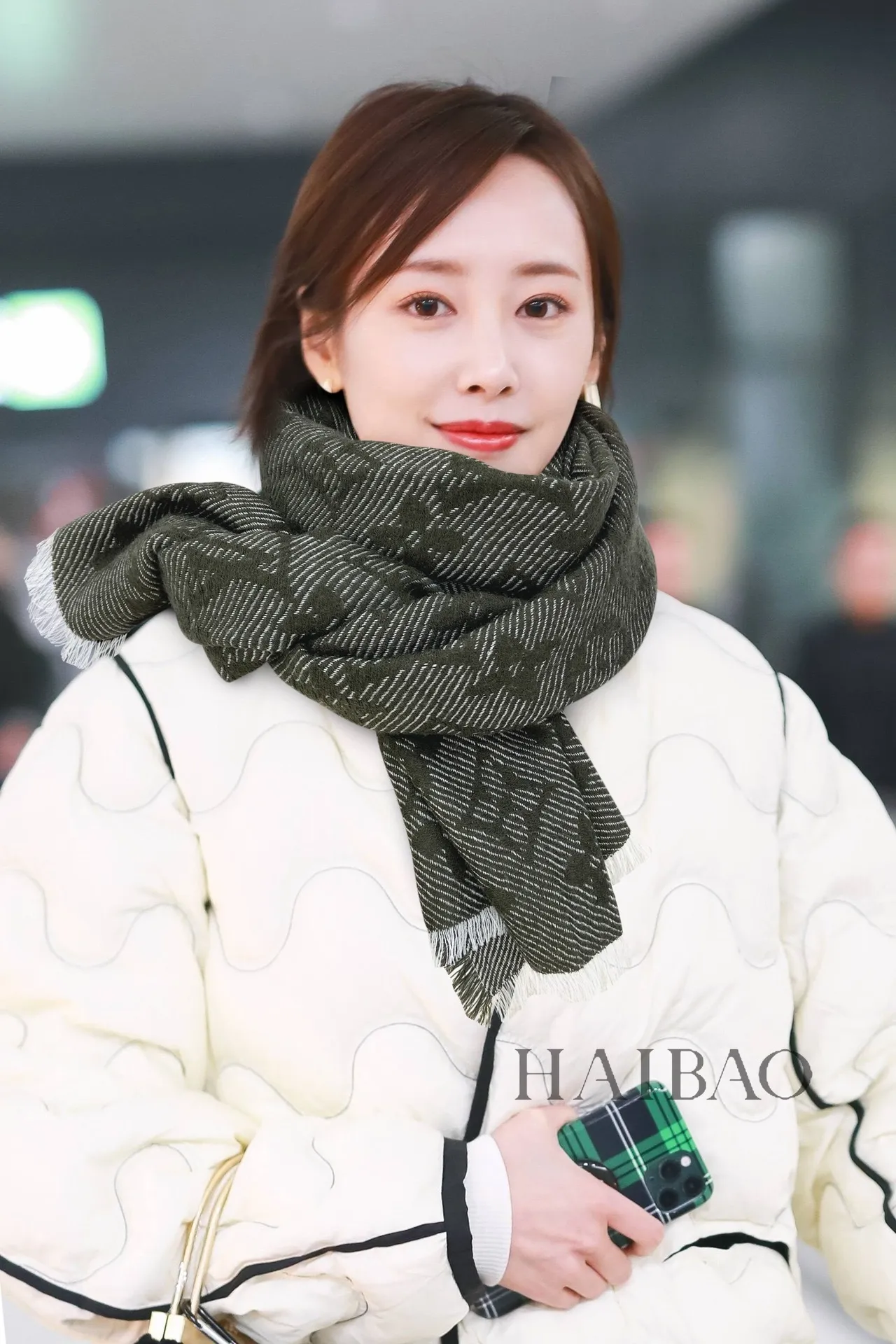 Louis Vuitton Pashmina com padrão de monograma em verde militar e branco, dupla face, tecido 2