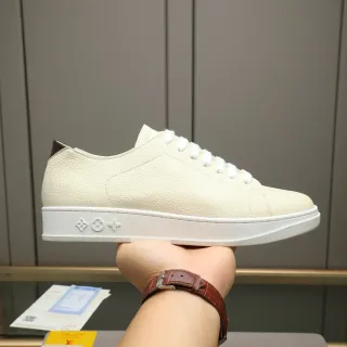 Louis Vuitton Beige Brown Pebbled Leather Upper Embossed Monogram Midsole Lifestyle Sneakers