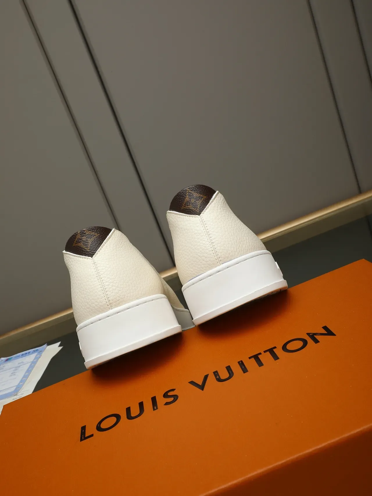 Louis Vuitton Beige Brown Pebbled Leather Upper Embossed Monogram Midsole Lifestyle Sneakers 4