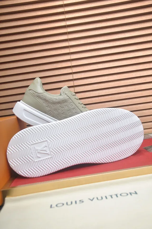 Louis Vuitton Beige White Monogrammed Upper Thick Platform Sole Lifestyle Sneakers 3