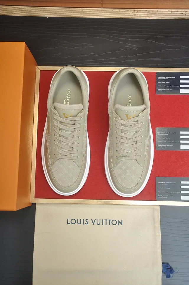 Louis Vuitton Beige White Monogrammed Upper Thick Platform Sole Lifestyle Sneakers 5