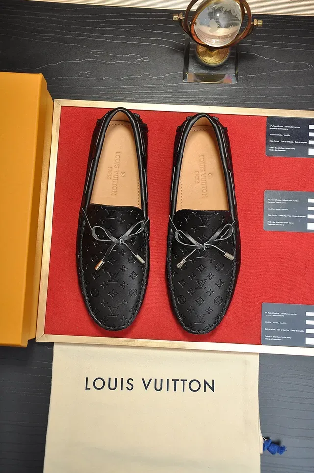 Louis Vuitton Black Beige Embossed Monogram Leather Tassel Toggle Loafer 8
