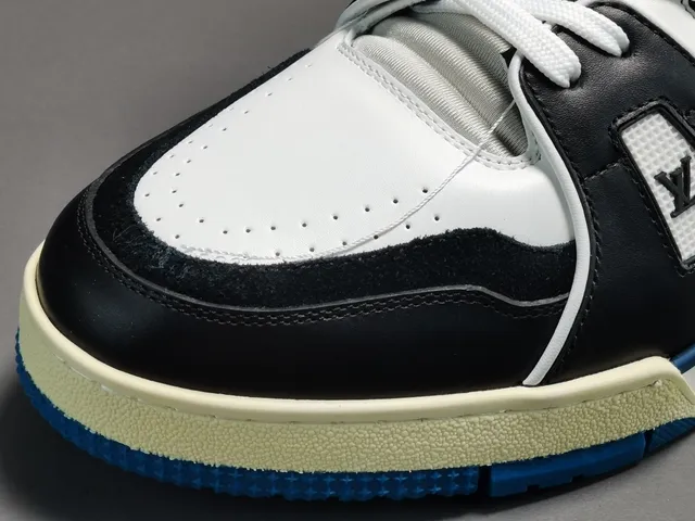Louis Vuitton Black Blue Layered Leather And Synthetic Upper Cursive Signature Detail Lifestyle Sneakers 7