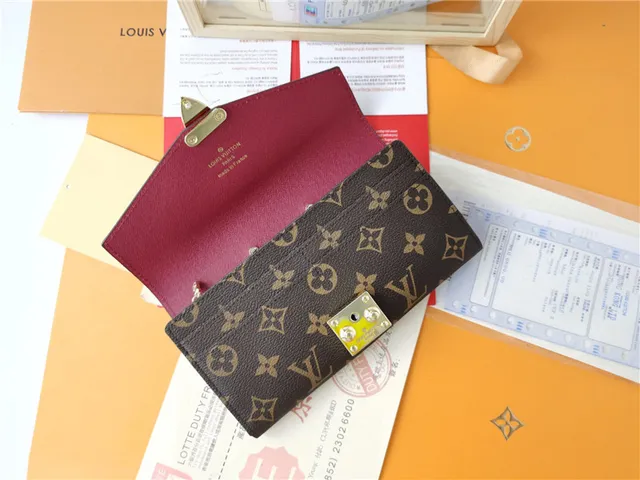 Louis Vuitton Black Brown Envelope Flap Monogram Canvas Long Wallet 4