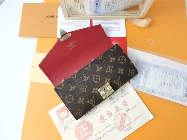 Louis Vuitton Black Brown Envelope Flap Monogram Canvas Long Wallet 20