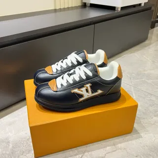 Louis Vuitton Zapatillas Lifestyle Negras Marrones de Cuero Superior Bordadas Monograma