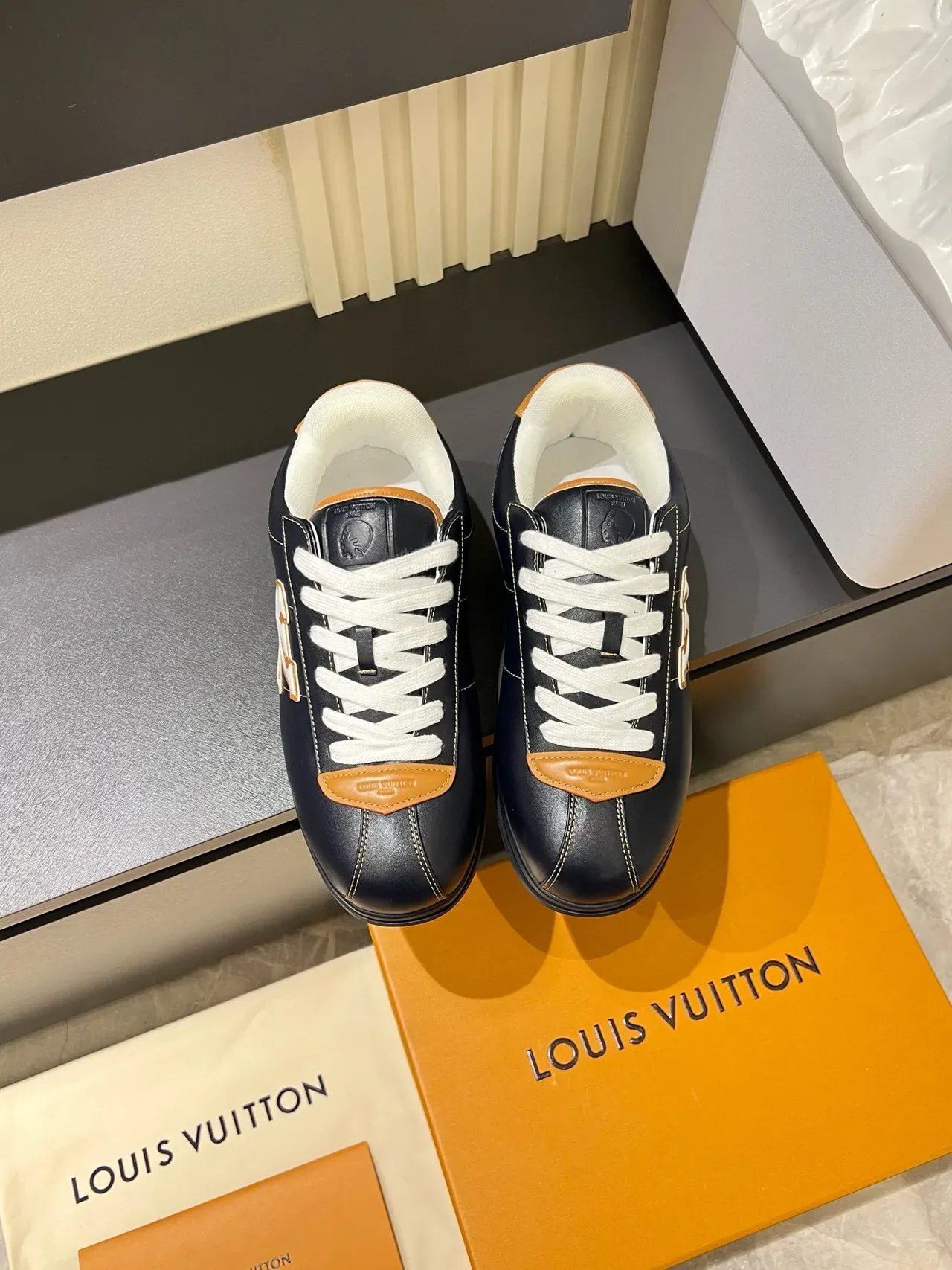 Louis Vuitton Black Brown Leather Upper Embroidered Monogram Lifestyle Sneakers 2