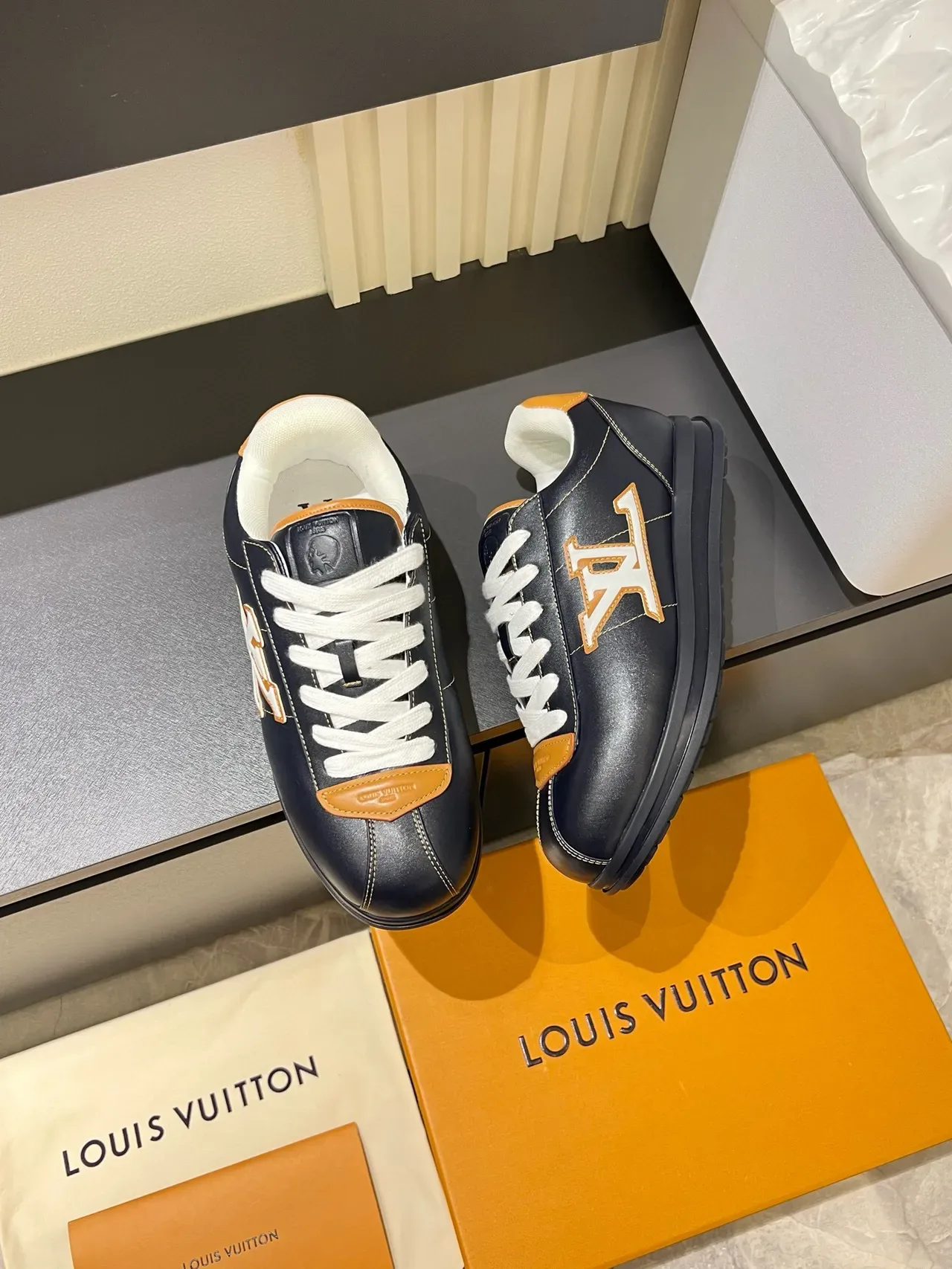 Louis Vuitton Black Brown Leather Upper Embroidered Monogram Lifestyle Sneakers 4