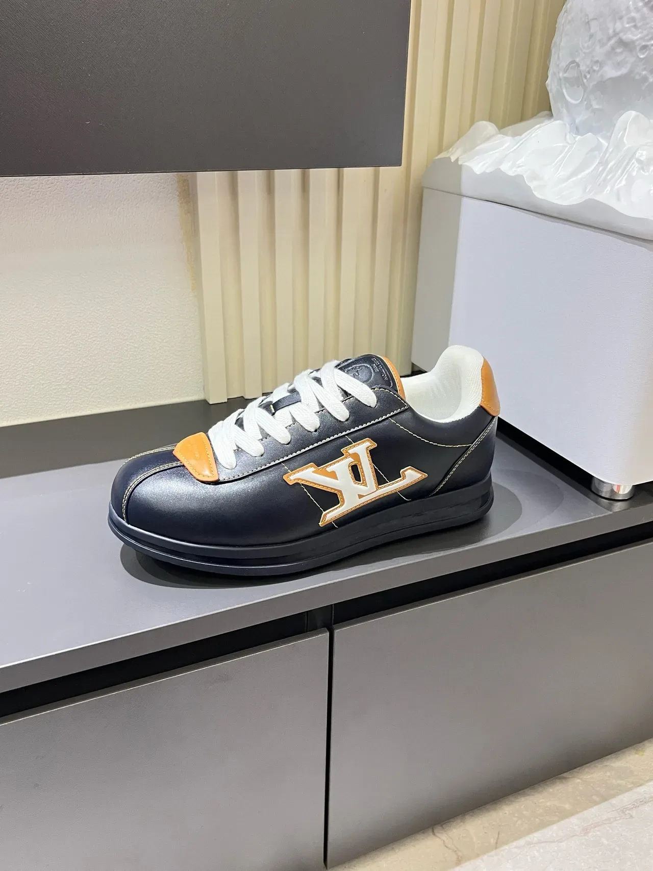 Louis Vuitton Black Brown Leather Upper Embroidered Monogram Lifestyle Sneakers 5