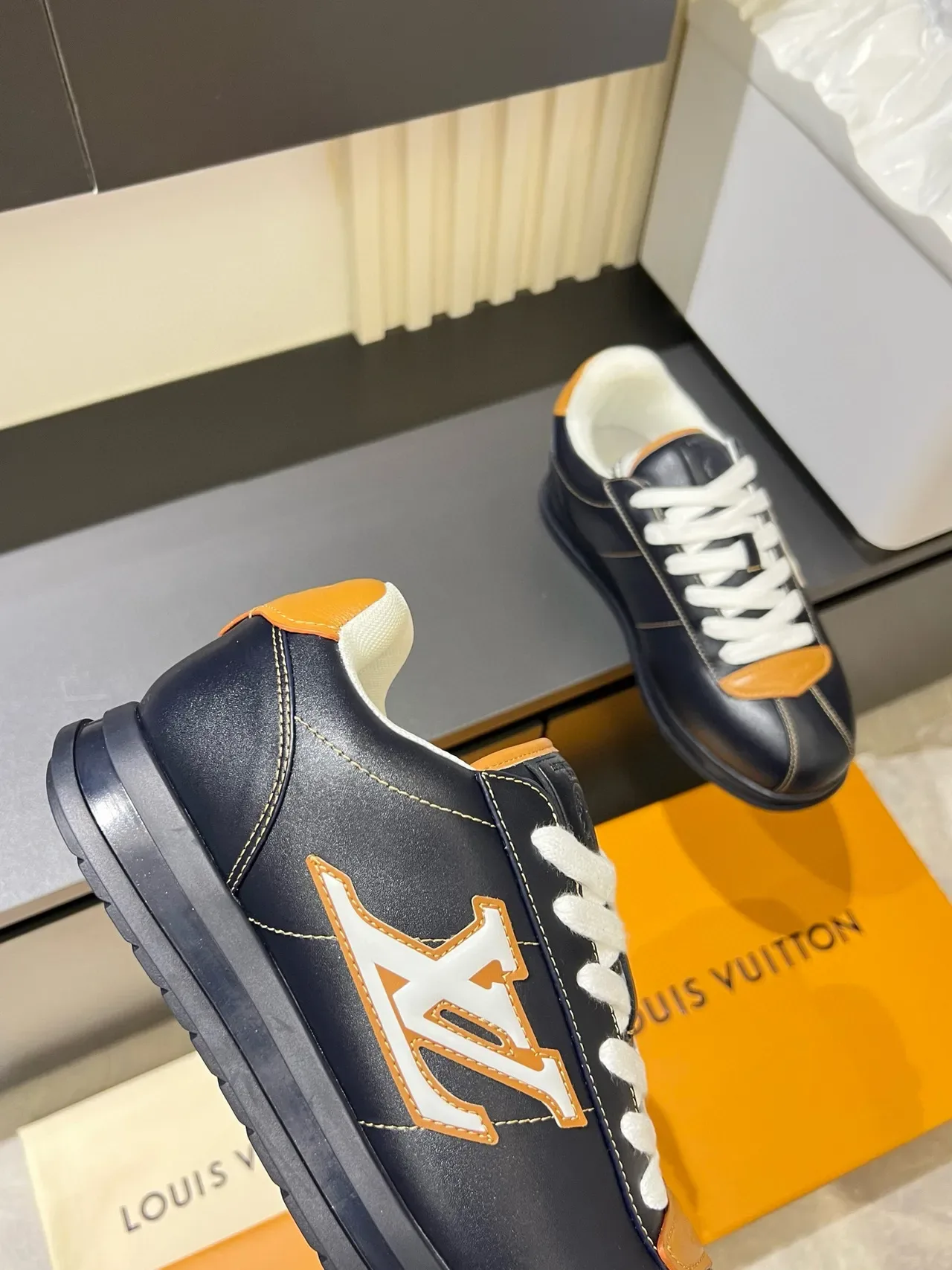 Louis Vuitton Black Brown Leather Upper Embroidered Monogram Lifestyle Sneakers 8
