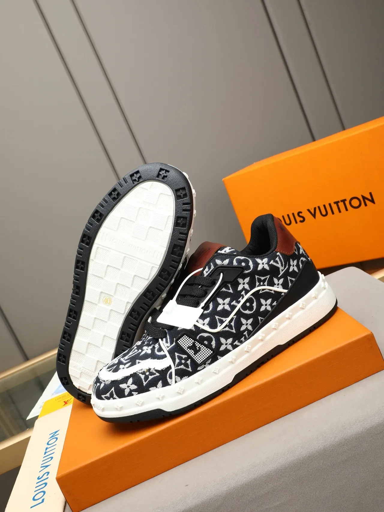 Louis Vuitton Black Brown Monogram Canvas Buckle Strap Detail Lifestyle Sneakers 4