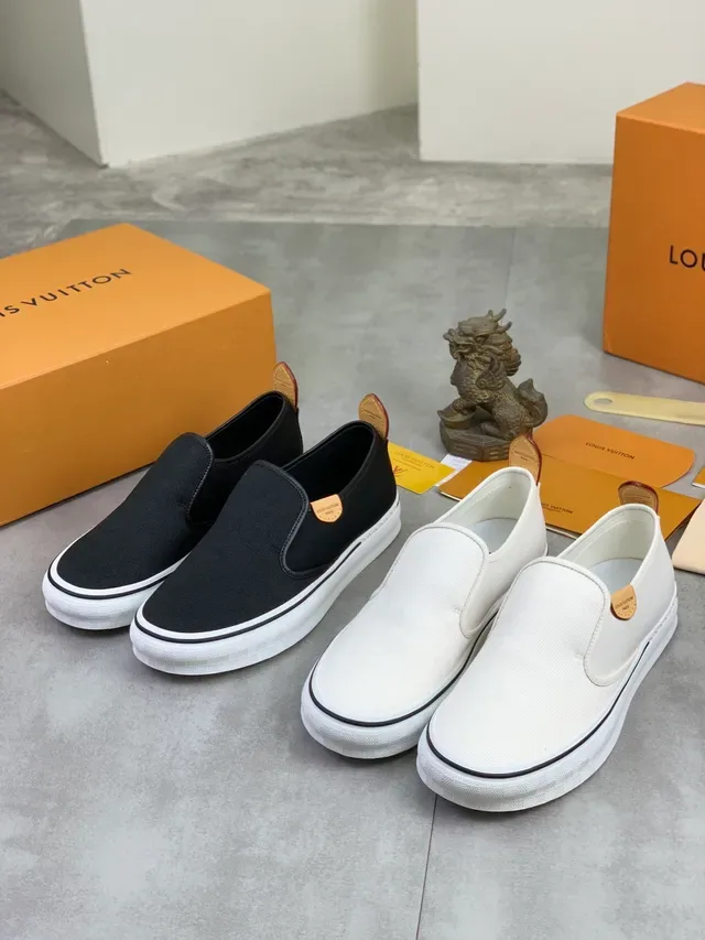 Louis Vuitton Black Canvas Slip-On Lifestyle Sneakers 2
