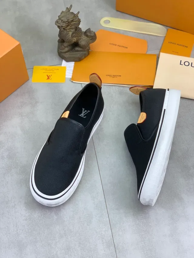 Louis Vuitton Black Canvas Slip-On Lifestyle Sneakers 6