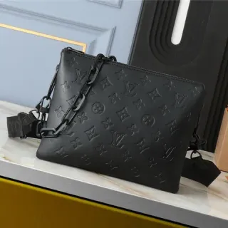 Louis Vuitton Black Embossed Monogram Chain Strap Handbag