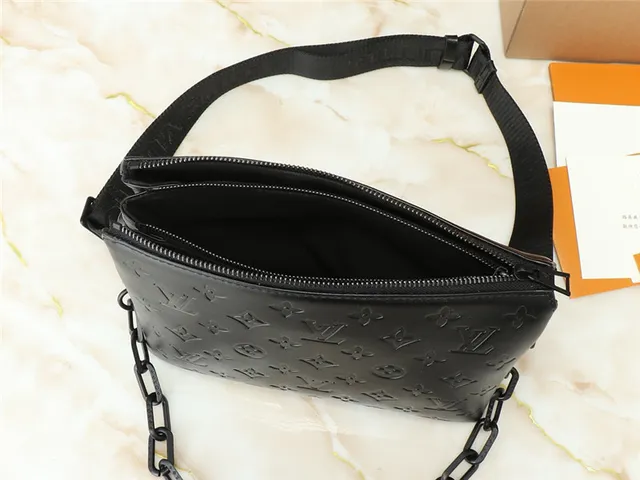 Louis Vuitton Black Embossed Monogram Chain Strap Handbag 2