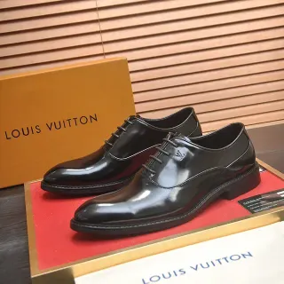 Louis Vuitton Black Glossy Cap-Toe Oxford Shoes