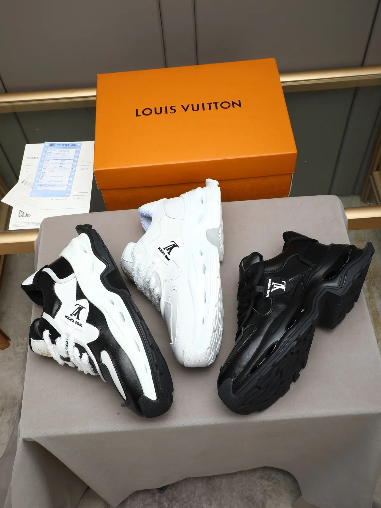 Louis Vuitton Black Gold Monochrome Sculpted Sole Chunky Sneakers 2