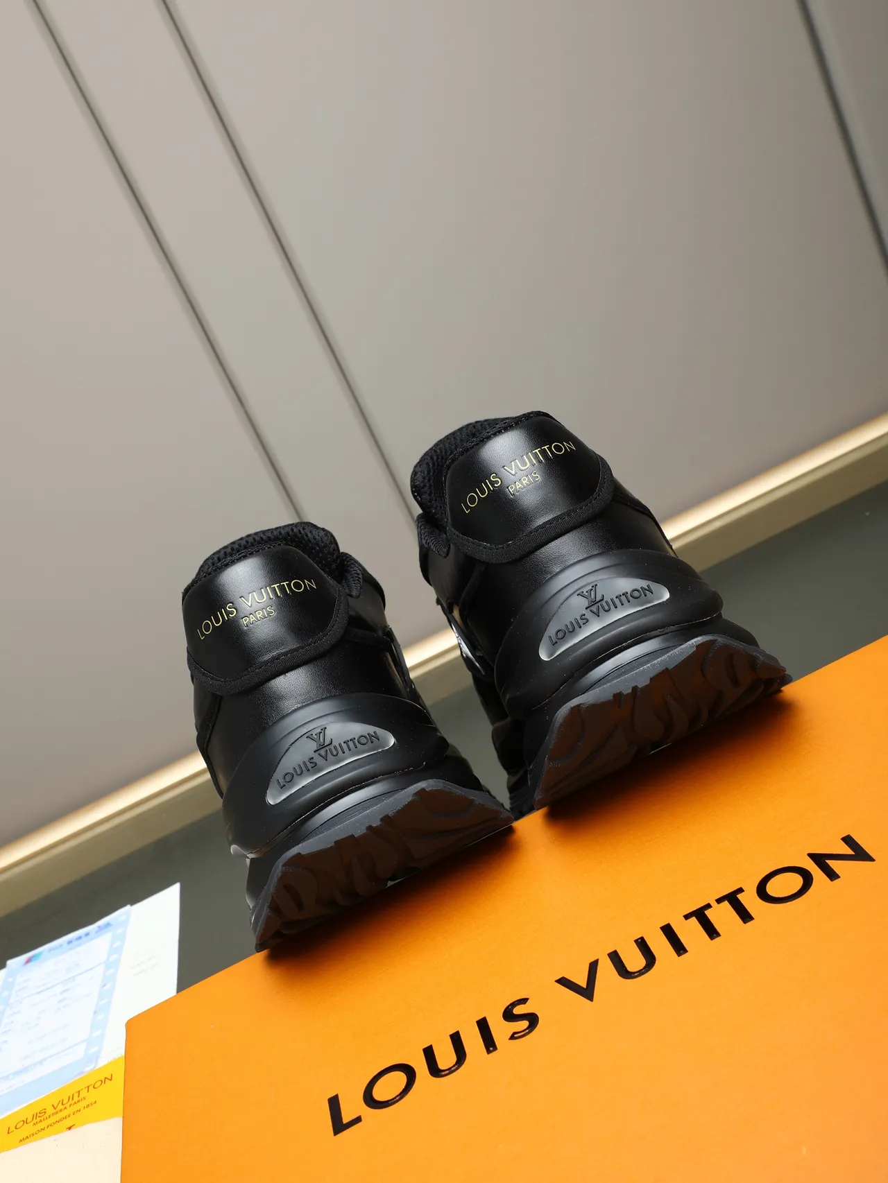 Louis Vuitton Black Gold Monochrome Sculpted Sole Chunky Sneakers 4